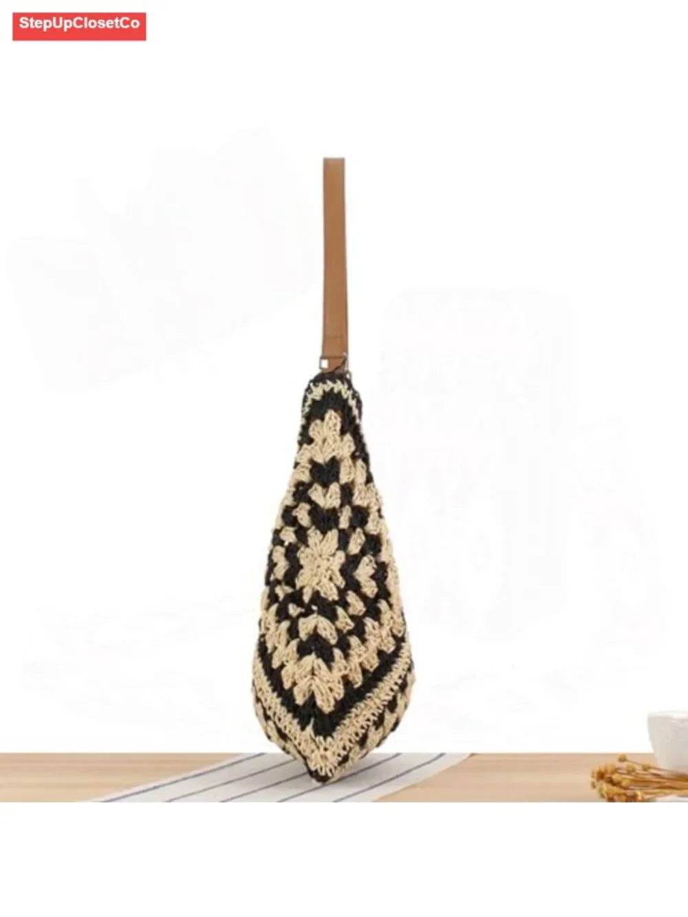 Straw Hobo Bag Women Boho Woven Beach Purse Large Summer Tote with Lining Black